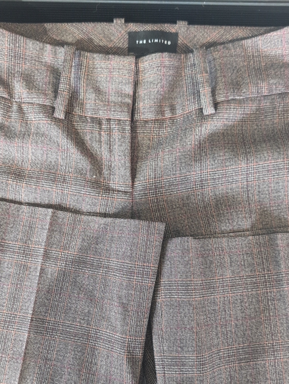 The Limited, Drew Fit Gray/ Brown Plaid Dress Pants with Brown Windowpane Sz 2
